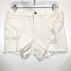 Hollister Womens Cut Off Jean Shorts Size 11 Waist 31 White Denim Distressed